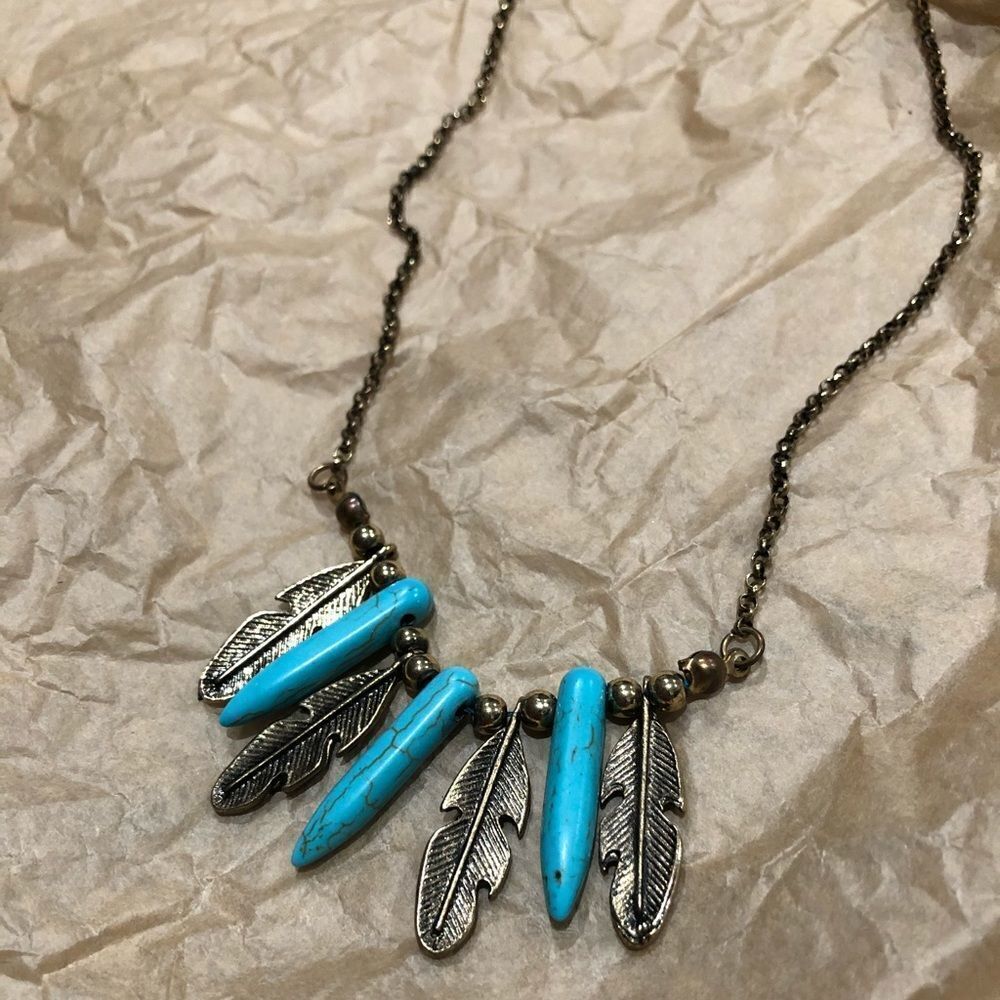 3/$15 Boho Bronze Turquoise Necklace